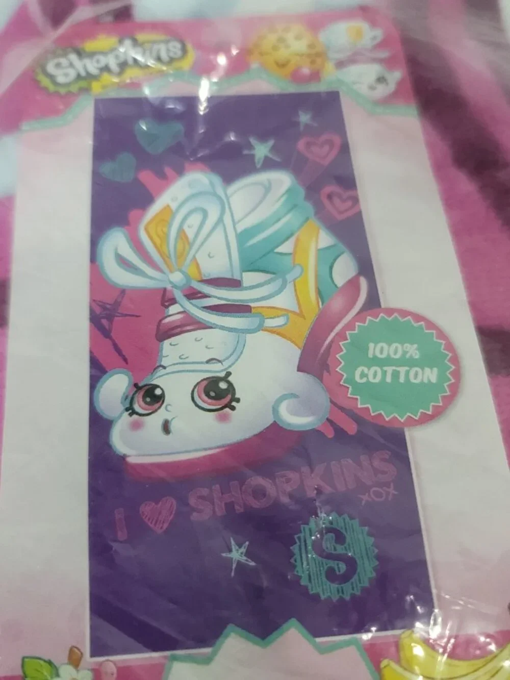I Love Shopkins Hearts Purple Beach Bath Swim Towel 28